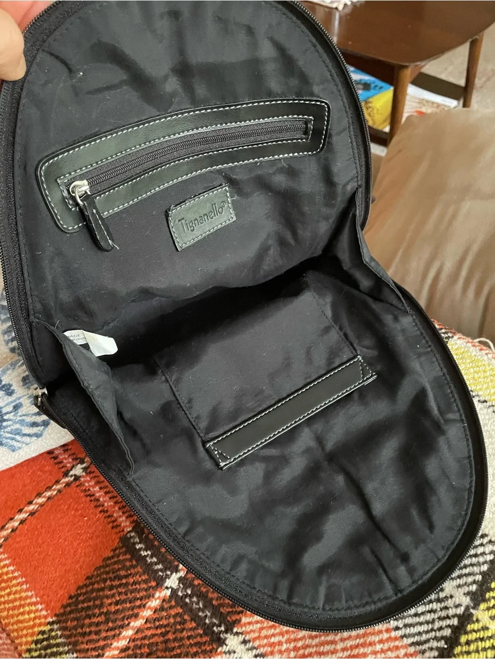 Tignanello Black Leather Backpack